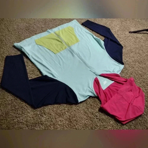 Lands End Colorblock zipup lightweight hoodie NWOT - Picture 4 of 9